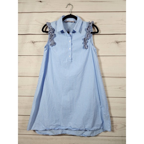 Philosophy Womens Dress Shift‎ Striped Button Front Sleeveless Blue White S - Picture 1 of 6